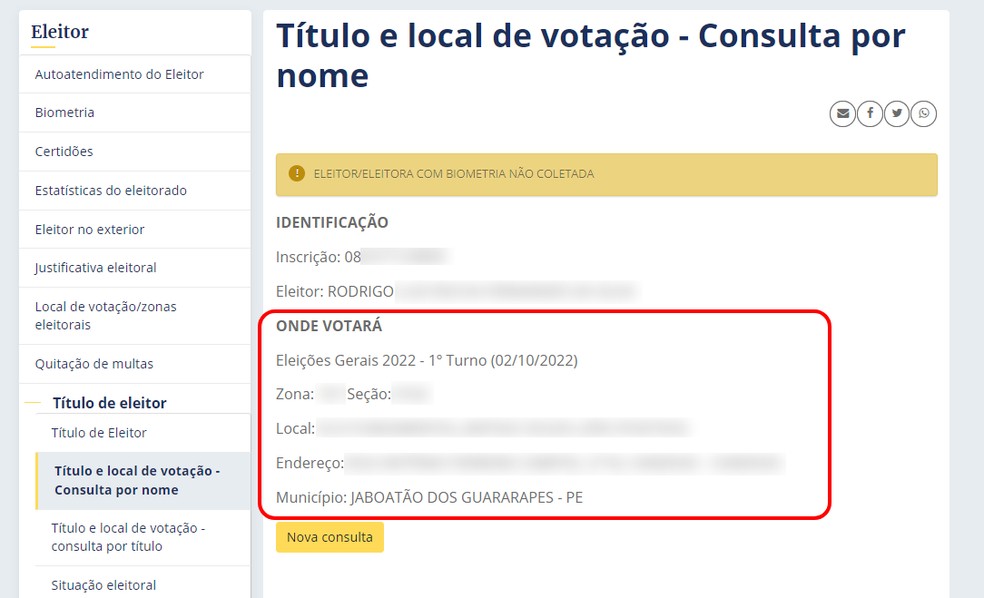 Como descobrir o número do meu título de eleitor e local de votação: saiba como fazer consulta no site do TSE — Foto: Reprodução/Rodrigo Fernandes