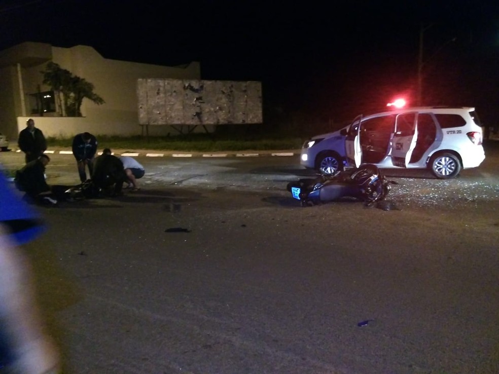 Motociclista ficou ferido após colisão com carro em Cerquilho (SP) — Foto: Arquivo Pessoal
