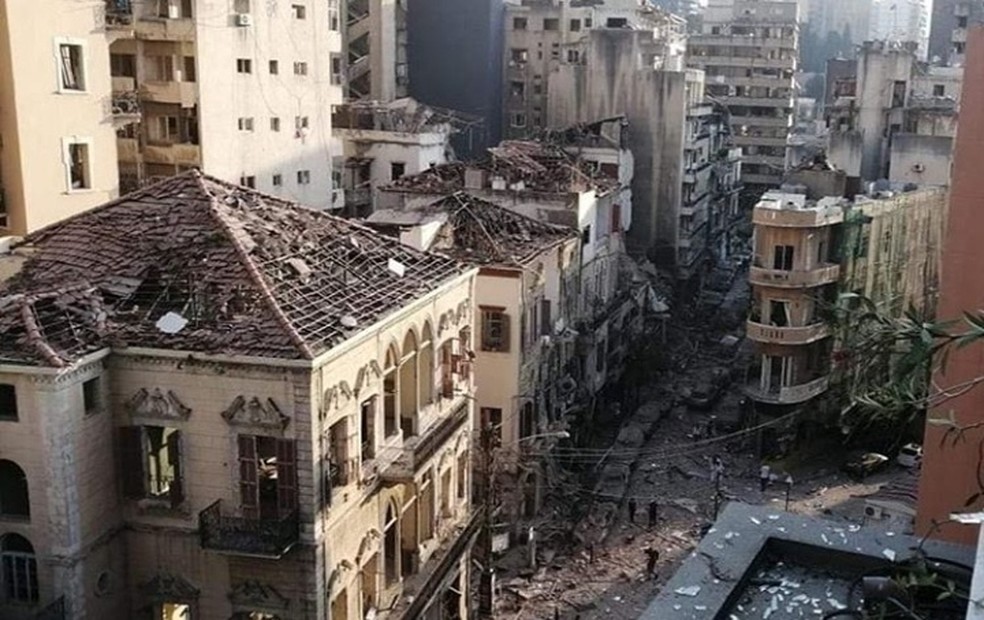 Parte de Beirute após explosão em porto. — Foto: Andre Aza