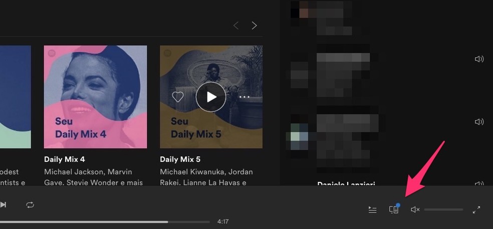 Ação para visualizar dispositivos conetados em uma conta do Spotify — Foto: Reprodução/Marvin Costa