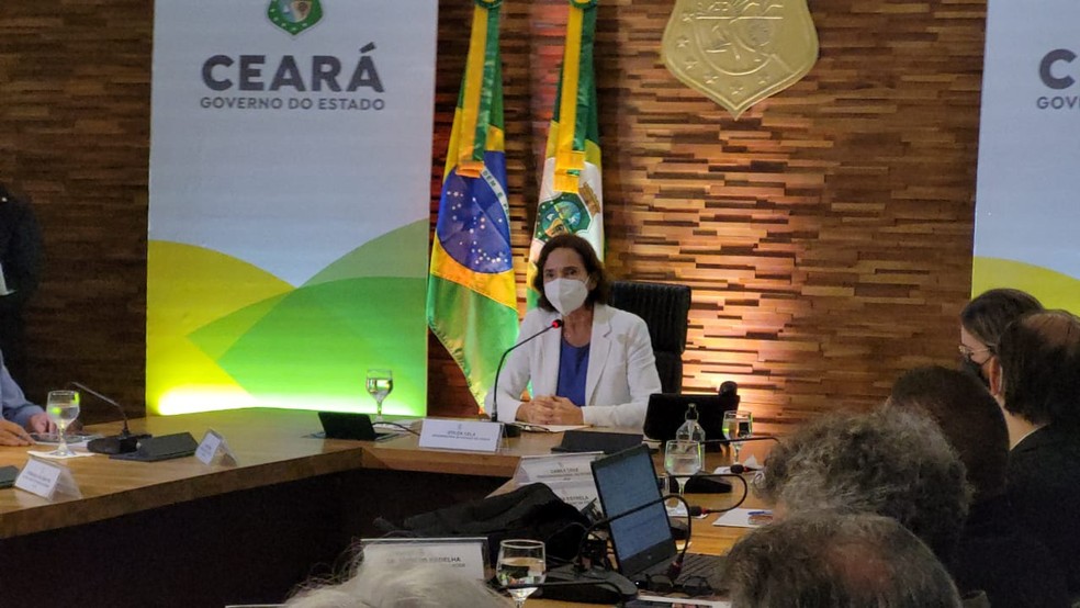 Governadora do Ceará, Izolda Cela, durante primeira reunião do secretariado. — Foto: Kilvia Muniz/SVM