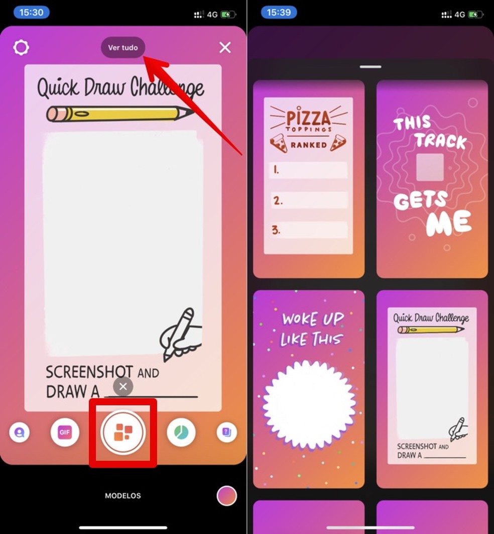 Modelos do Instagram como usar os templates do modo Criar nos Stories