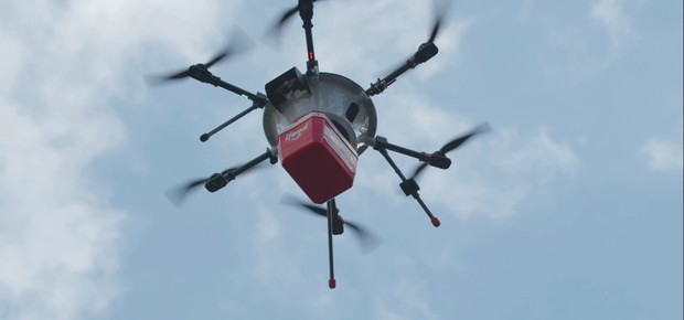 Drone de entrega de comida do iFood, em teste antes do lançamento (Foto: Divulgação)