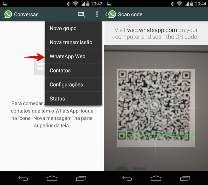 Ativando o WhatsApp Web no Android (Foto: Reprodução/Helito Bijora) 