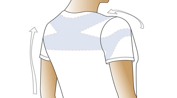 A película transparente fica na parte interna da camiseta, na região das costas e dos ombros (Foto: Divulgação)