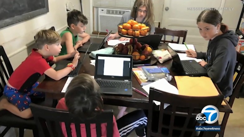 Crianças tentam estudar juntas (Foto: Reprodução/abc7)