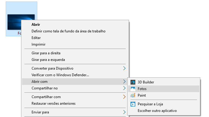 Abrindo arquivo com o aplicativo de fotos do Windows 10 (Foto: Reprodução/Helito Bijora) 