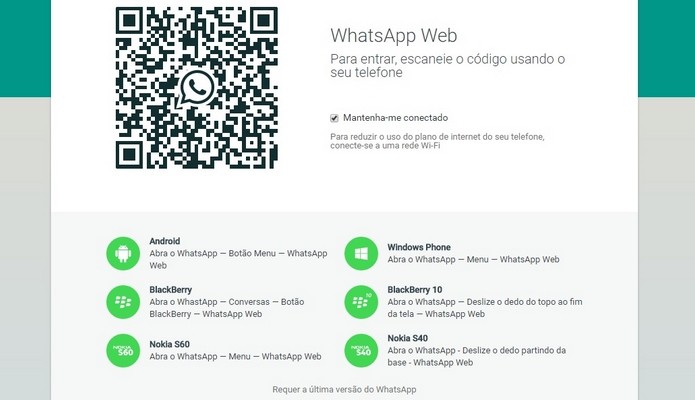 Procedimento para fazer login no WhatsApp Web (Foto: Reprodu??o/ WhatsApp)