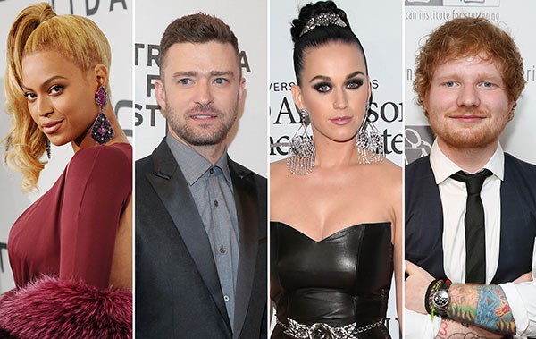 Beyoncé, Justin Timberlake, Katy Perry e Ed Sheeran já se vingaram através da música (Foto: Getty Images)