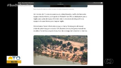 Criança indígena desaparecida na Ilha do Bananal é destaque no g1 Tocantins