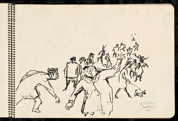 Estudo para ilustração, 1945, nanquim sobre papel, 15 x 22 cm (Foto: divulgação)