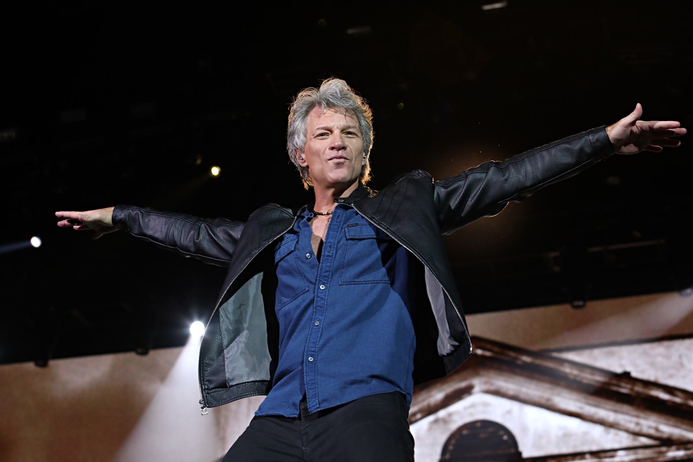 Jon Bon Jovi no show do Bon Jovi no festival São Paulo Trip no Allianz Parque, em São Paulo, em setembro de 2017 — Foto: Celso Tavares/G1