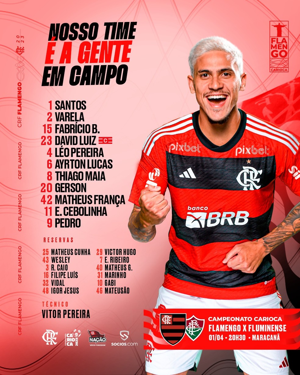 Escala&ccedil;&atilde;o do Flamengo na final do Carioca &mdash; Foto: Divulga&ccedil;&atilde;o