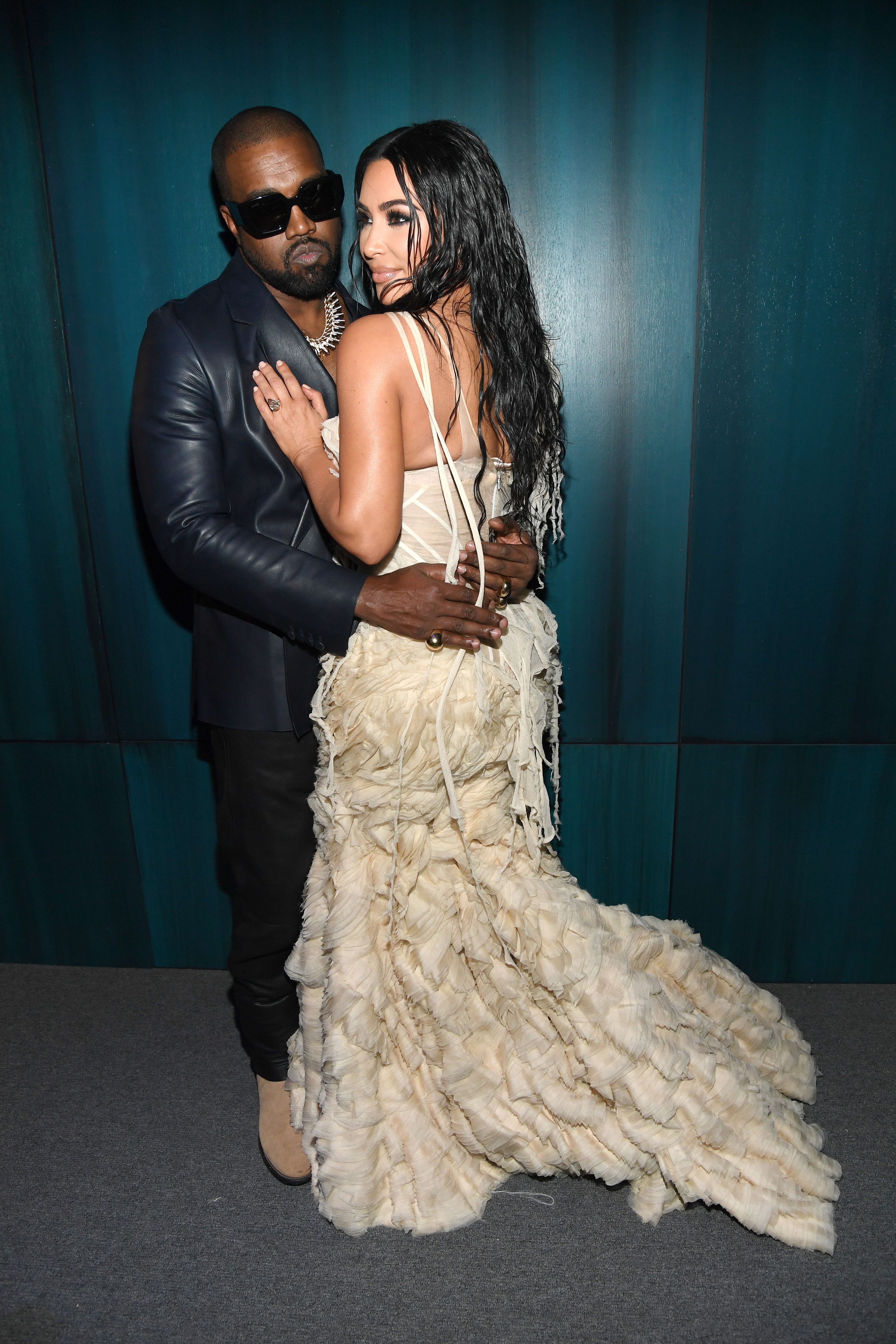 Kanye West e Kim Kardashian na after party da revista Vanity Fair (Foto: WireImage)