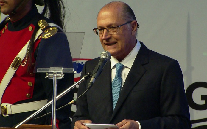 Geraldo Alckmin quando deixou o cargo de governador  (Foto: Reproduçaõ/TV Globo)