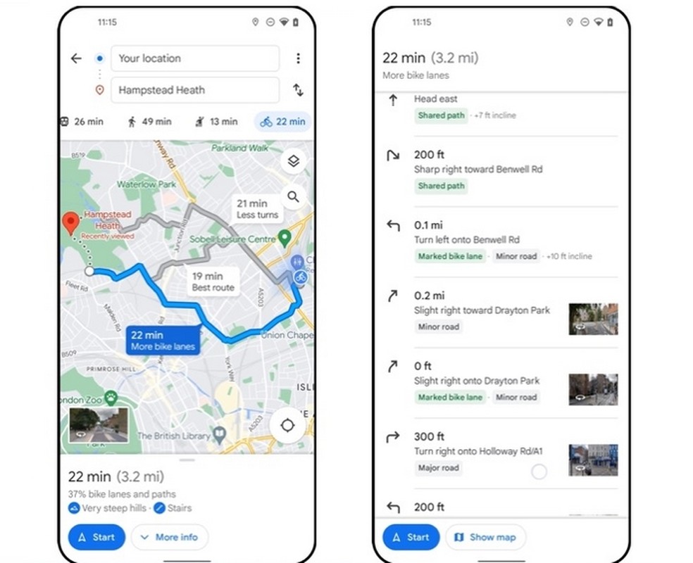 Google Maps vai disponibilizar mais informações para ciclistas — Foto: Divulgação/Google