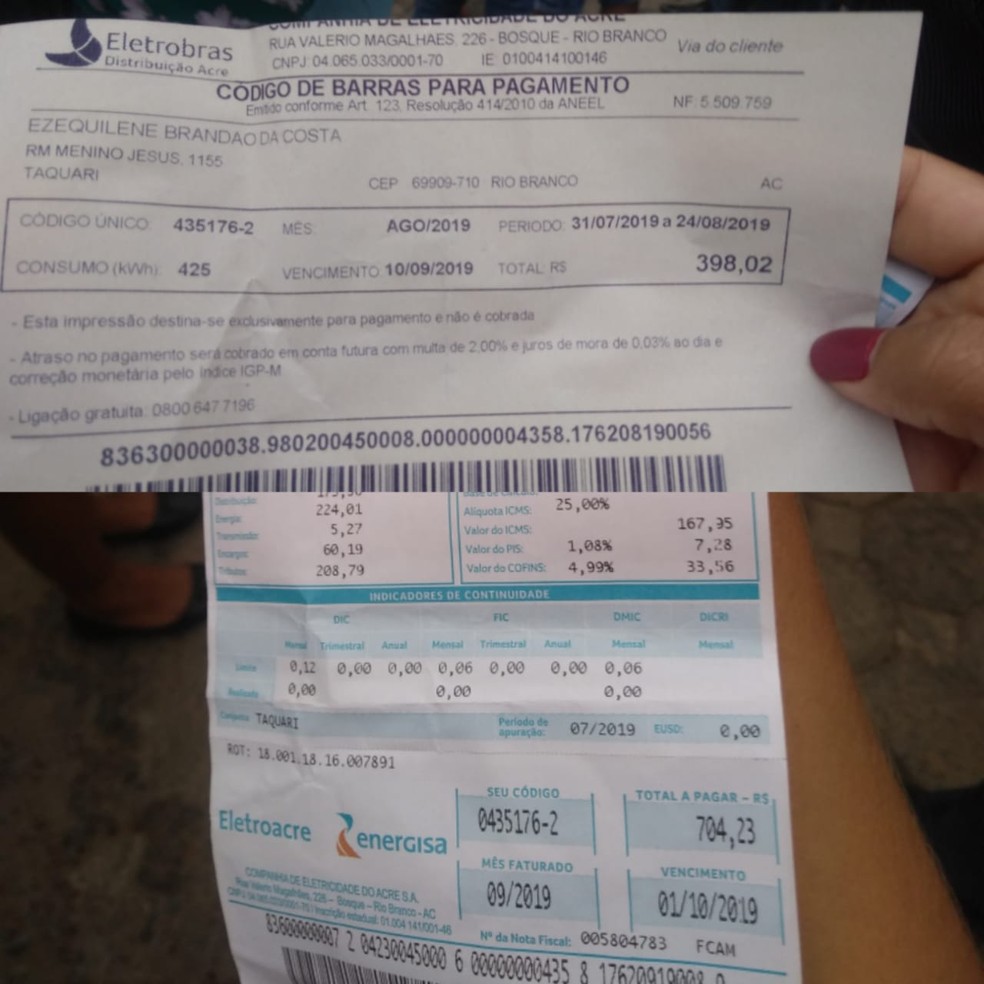 Moradores receberam conta de setembro com aumento de até 60% — Foto: Alcinete Gadelha/G1