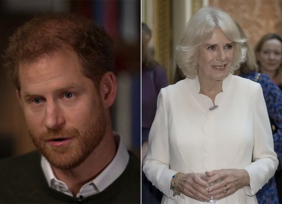 Príncipe Harry e Camila Parker Bowles — Foto: Reprodução e Getty Images