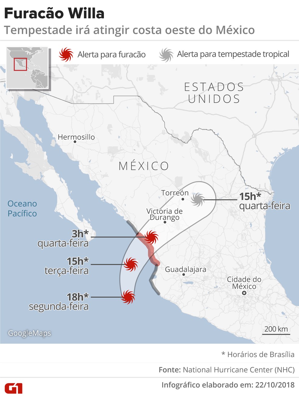 furacao willa - Furacão Willa alcança categoria 5 ao atravessar o Pacífico e se aproximar do México