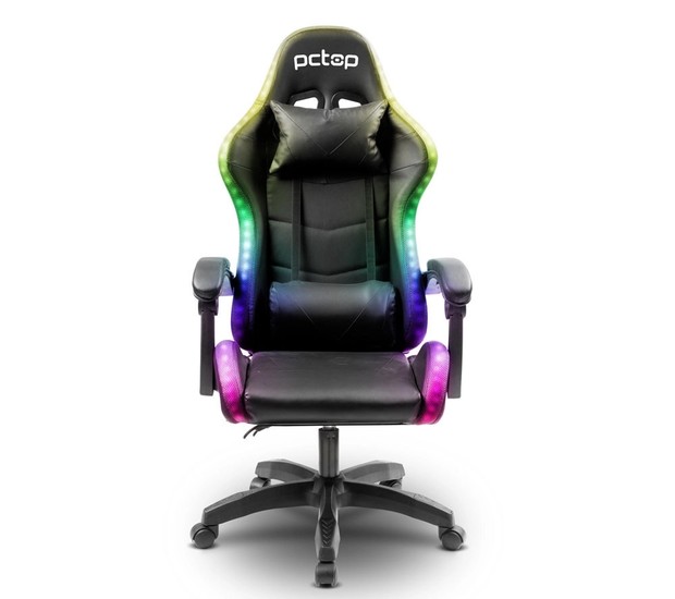 Cadeira gamer PCTop Starlight rgb Preta R1005 tem design e cores que chamam a atenção (Foto: Reprodução / Shoptime)