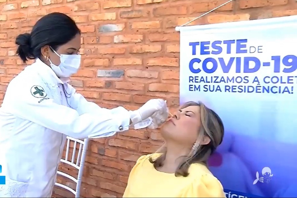 Teste para detectar se os convidados estavam com a doença foi disponibilizado para convidados não vacinados em casamento em Barbalha, no Ceará — Foto: TV Verdes Mares/Reprodução