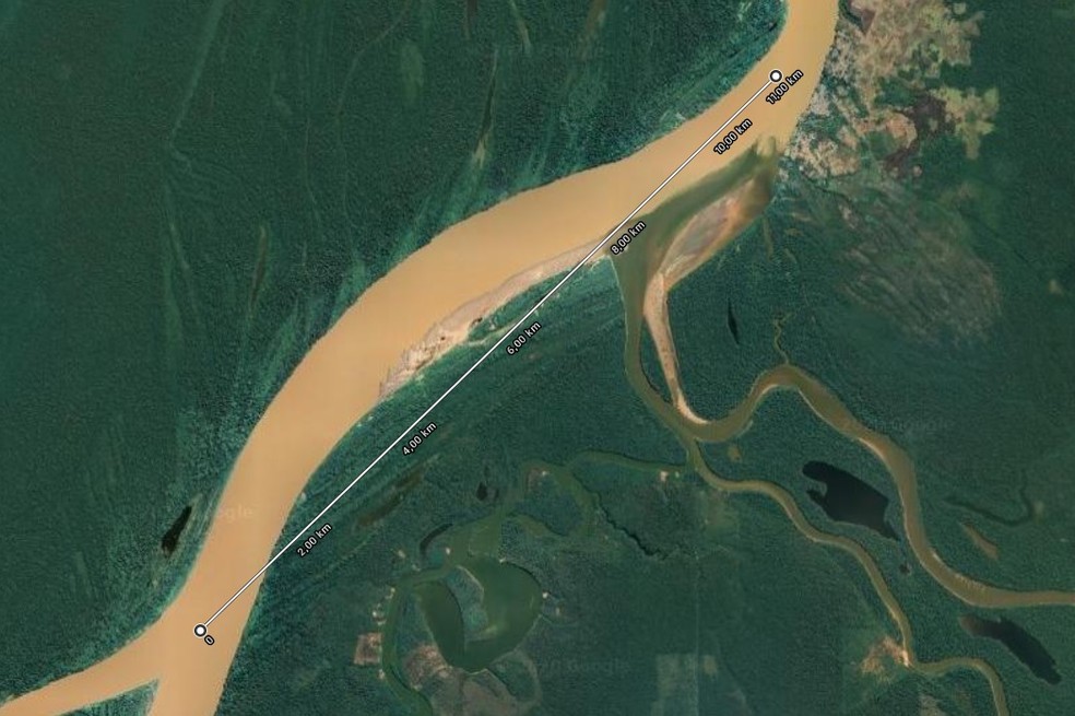 Rio Madeira em Porto Velho, onde agricultor naufragou  — Foto: Reprodução/Google Maps 