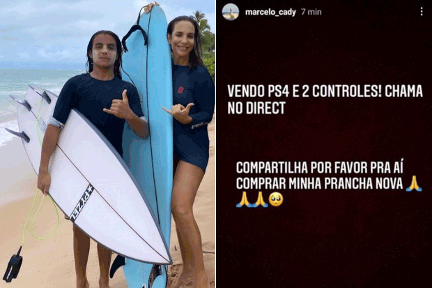 Marcelo, filho de Ivete, põe videogame à venda na web para comprar prancha (Foto: Reprodução/Instagram @centraldafama)