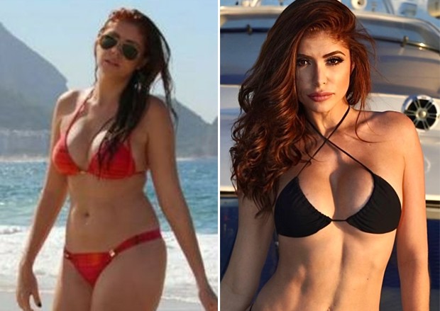 Antes e depois: Amanda Gontijo perdeu mais de 15 kg depois de engordar por uso de anabolizantes (Foto: Reprodução/Instagram)