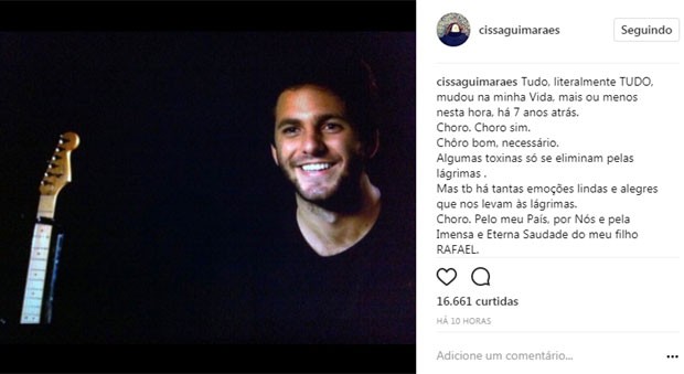 Cissa Guimarães presta homenagem para filho Rafael (Foto: Reprodução)