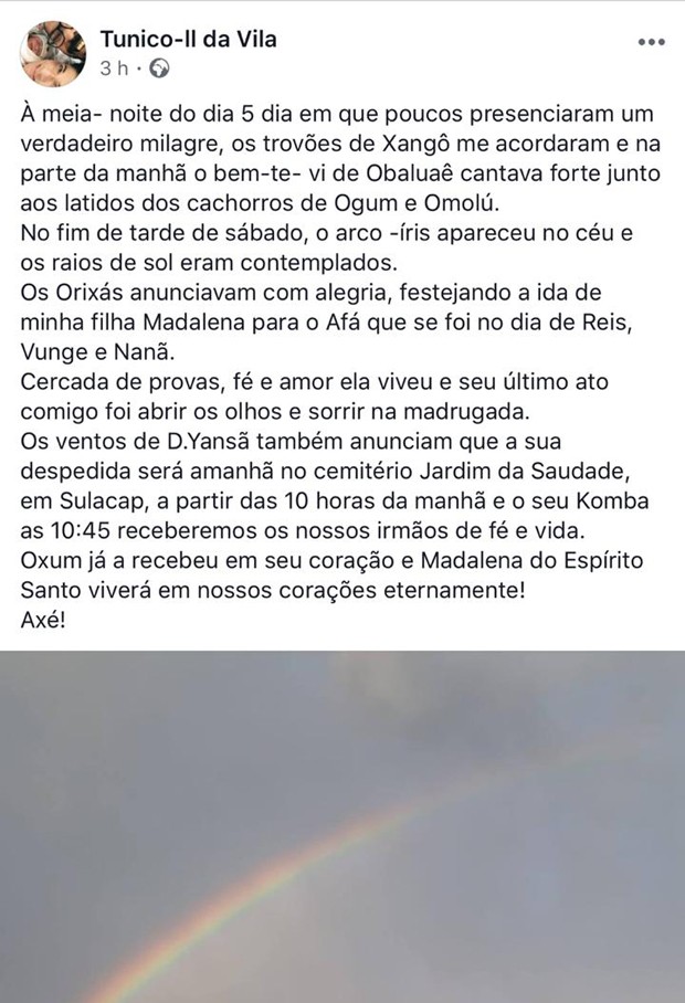 Déborah Sathler e  Tunico da Vila homenageiam a filha Madalena (Foto: Reprodução/Facebook)