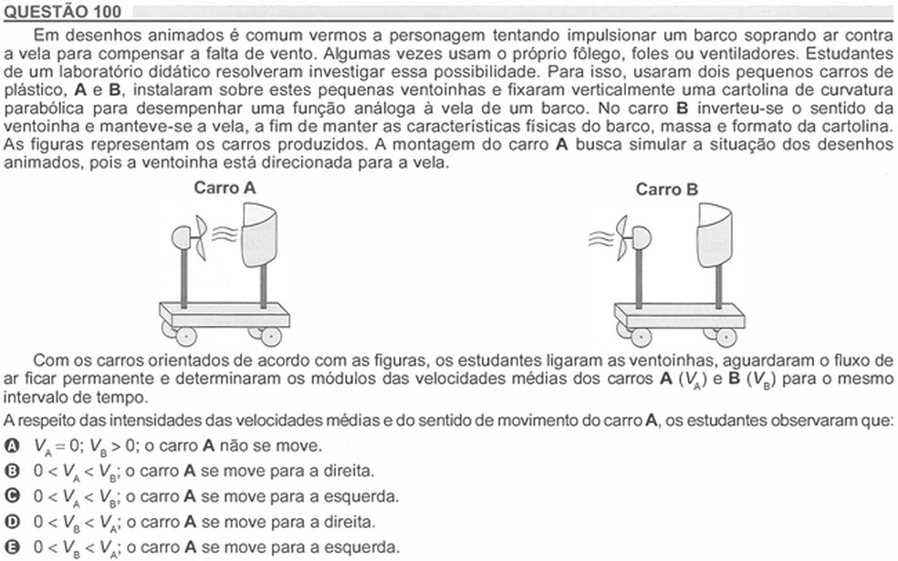 Enem 2018 - Prova Amarela - Pergunta 100 (CiÃªncias da natureza e suas tecnologias) â€” Foto: ReproduÃ§Ã£o