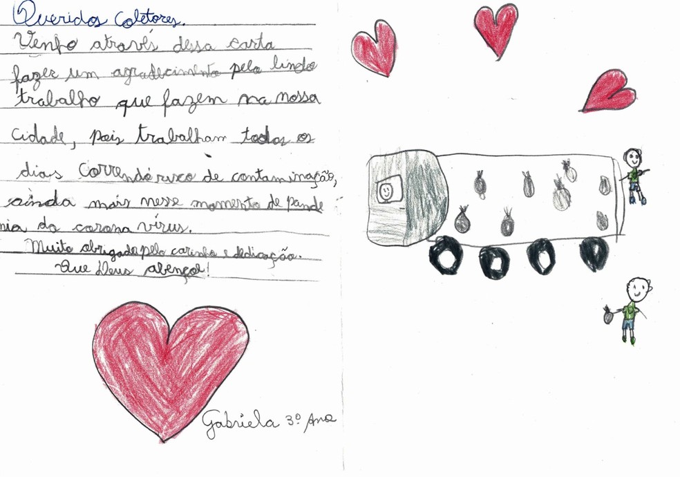 Alunos escrevem cartas a profissionais essenciais durante pandemia — Foto: Charles Chagas/Escola Champagnat