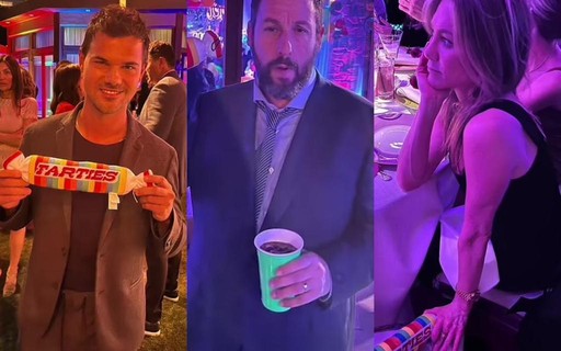 Jennifer Aniston e Taylor Lautner curtem festa de filha de Adam Sandler