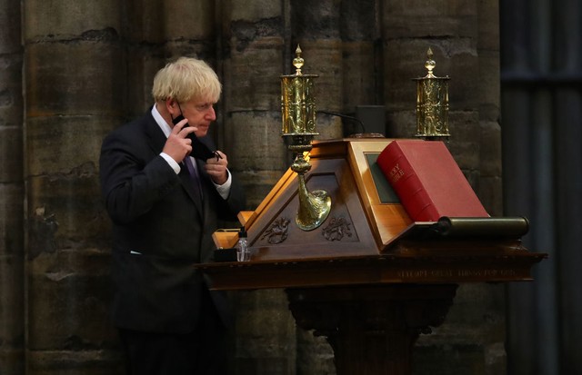 LONDON, UNITED KINGDOM - SEPTEMBER 20: Prime Minister Boris Johnson during a service to mark the 80th anniversary of the Battle of Britain at Westminster Abbey on September 20, 2020 in London, United Kingdom. (Photo by Aaron Chown – WPA Pool/Getty Images) (Foto: Getty Images)