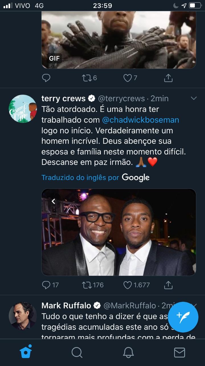 Terry Crews lamenta morte de Chadwick Boseman (Foto: Reprodução/Twitter)