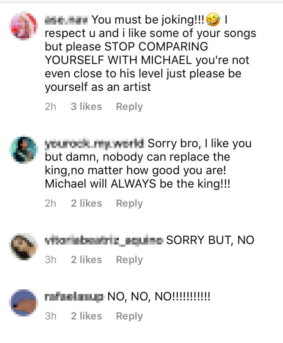 Comentários em post de Chris Brown com ilustração de Michael Jackson (Foto: Instagram)