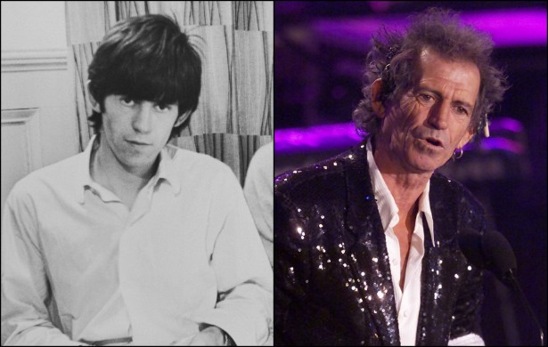 Tudo bem que a foto de Keith Richards à esquerda foi feita em 1963, há mais de meio século. Por isso, vamos fazer a comparação do guitarrista dos Rolling Stones com uma foto dele de 2001. É ou não uma mudança muito brusca? Na primeira foto, Richards tinha 19 anos. Na segunda, 57. (Foto: Getty Images)