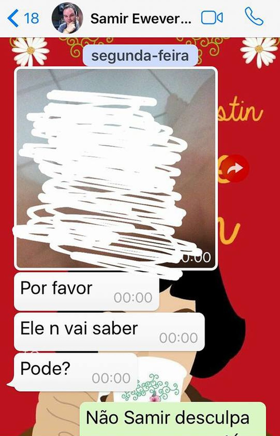 Uma das mulheres que denunciaram Samir afirma que ele chegou a mandar uma foto íntima pelo whatsapp. — Foto: Divulgação/Acsa Serafim