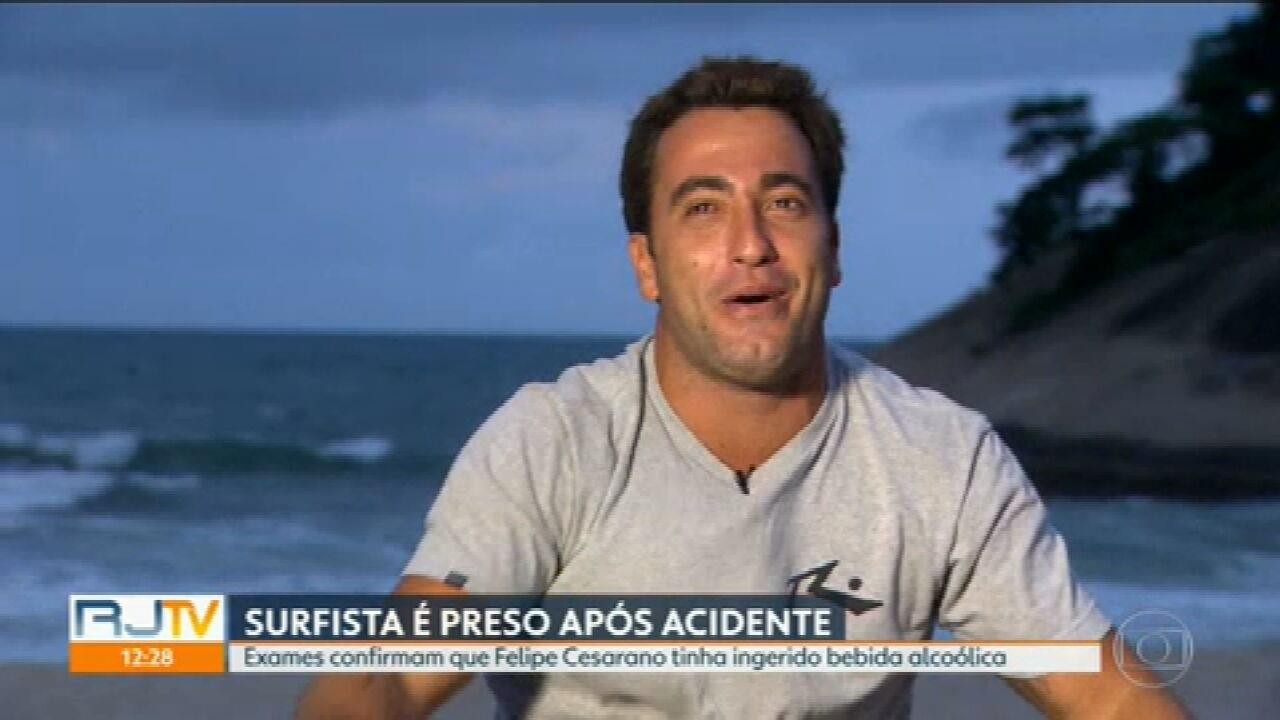 Laudo do exame de alcoolemia do surfista, que matou sargento da Marinha em acidente, diz que ele ria e falava de forma repetitiva e confusa