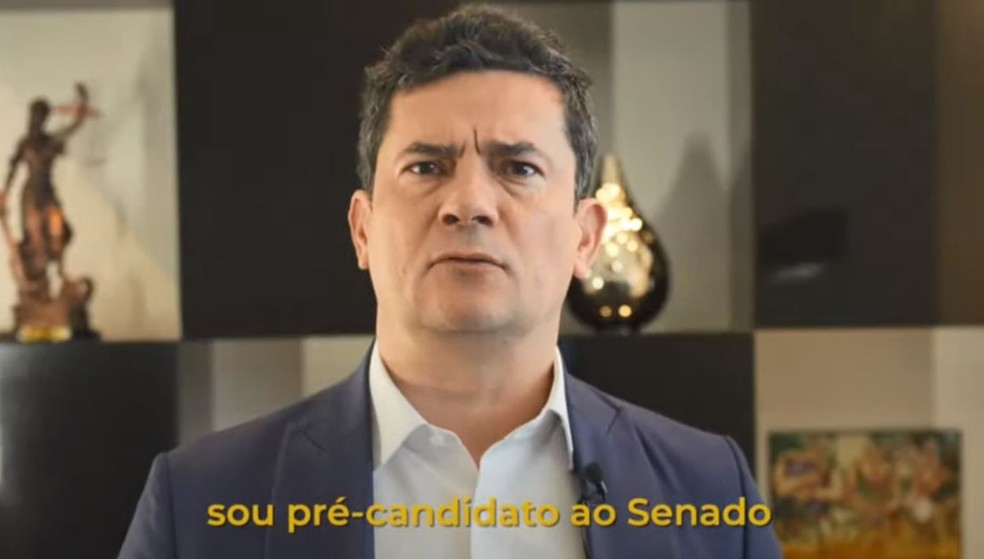 Sergio Moro anuncia que é pré-candidato ao Senado pelo União Brasil — Foto: Reprodução