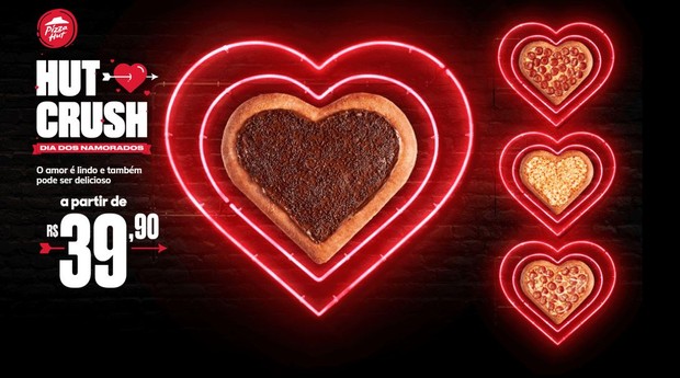 Pizza Hut aposta em pizzas em formato de coração para o Dia dos Namorados 2021 (Foto: Divulgação )
