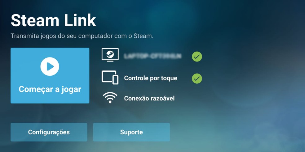 Clique em começar a jogar para acessar a Steam pelo celular — Foto: Reprodução/Nicollas Ribeiro