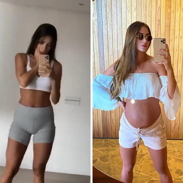 Romana Novais durante e depois da gravidez de Ravi (Foto: Reprodução/Instagram)