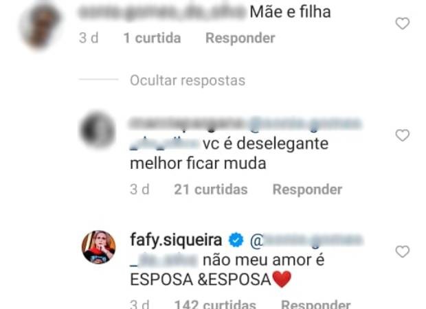 Fafy Siqueira rebate comentários (Foto: Reprodução/Instagram)