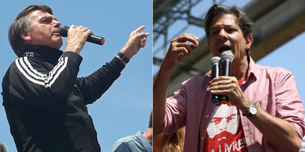 Os candidatos Jair Bolsonaro (PSL) e Fernando Haddad (PT) — Foto: Iryá Rodrigues/G1 e Fábio Vieira/FOTORUA/Estadão Conteúdo