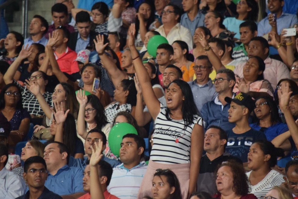 Culto evangÃ©lico reuniu 30 mil pessoas na Arena das Dunas em Natal  (Foto: Richardson Hill)