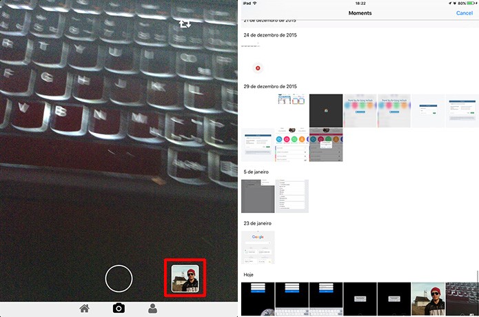 Dreamscope permite tirar fotografia ou trabalhar com imagens da galeria do iOS (Foto: Reprodução/Elson de Souza)