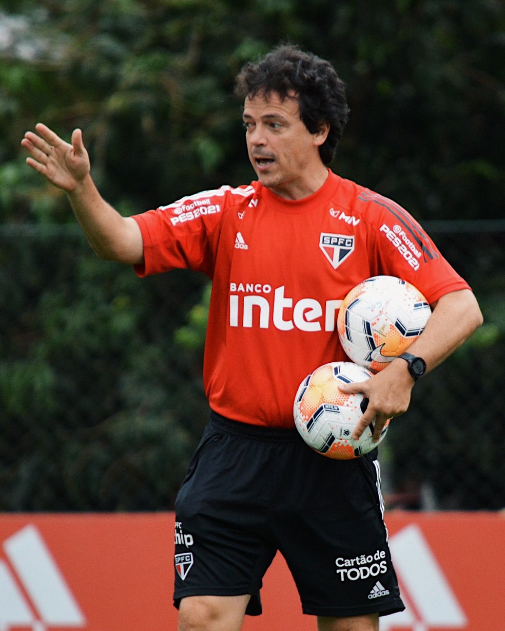 Fernando Diniz comandou treino do São Paulo neste domingo — Foto: Reprodução/Twitter