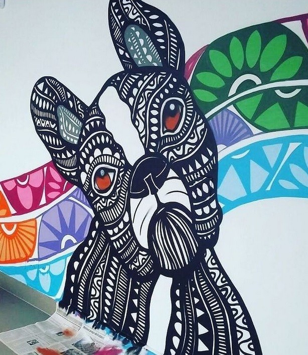Parede pintada pelo artista Cadu Mendonça (Foto: @cadumen/ Instagram/ Reprodução)