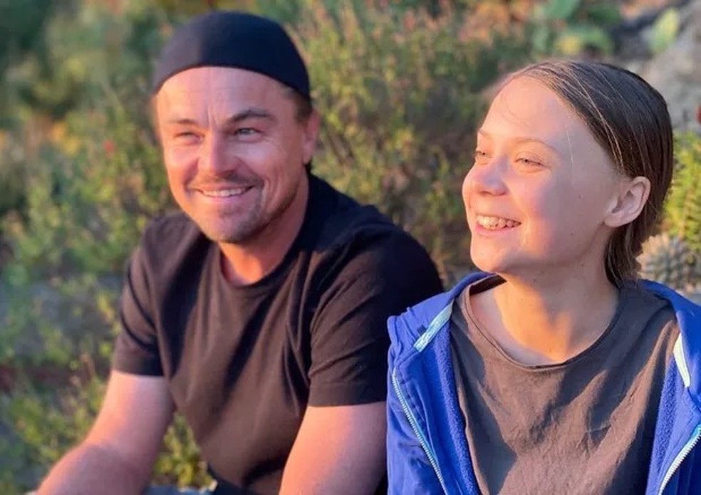 Leonardo DiCaprio e a ativista ambiental Greta Thunberg — Foto: Instagram